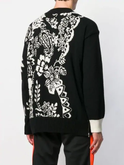 Shop Sacai Floral Knit Sweater In Black