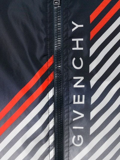 Shop Givenchy Stripe Logo Windbreaker Jacket In Blue