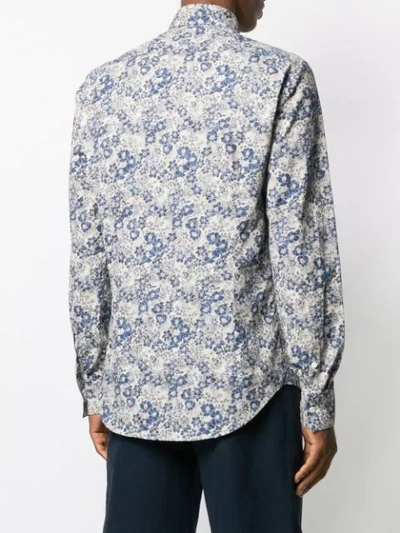 Shop Dell'oglio Floral Print Shirt In Blue