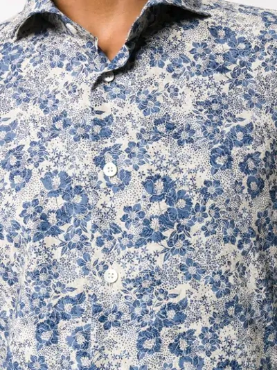 Shop Dell'oglio Floral Print Shirt In Blue
