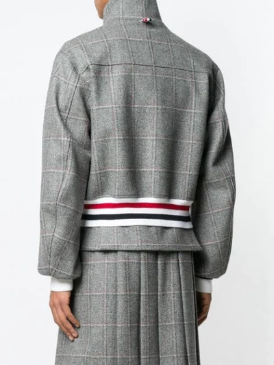 Shop Thom Browne Oversized Windowpane Tweed Bomber In 035 Medium Grey