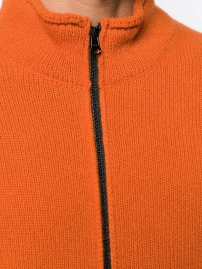 Shop Stone Island Full Zip Knit Sweatshirt In Orange