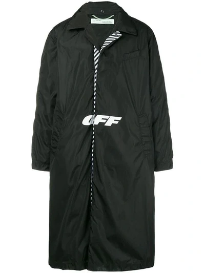 Shop Off-white Logo Padded Coat In 1001  Black/ White