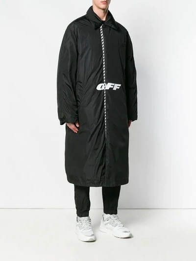 Shop Off-white Logo Padded Coat In 1001  Black/ White