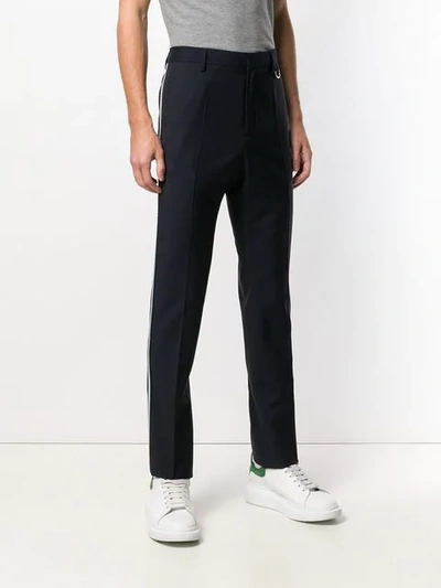 Shop Valentino City Uniform Side Stripe Trousers In Blue