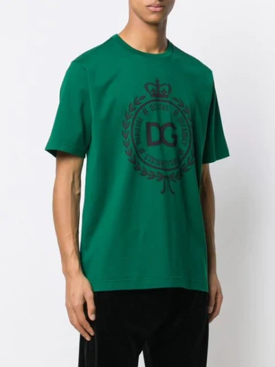 Shop Dolce & Gabbana Logo Print T-shirt In Green