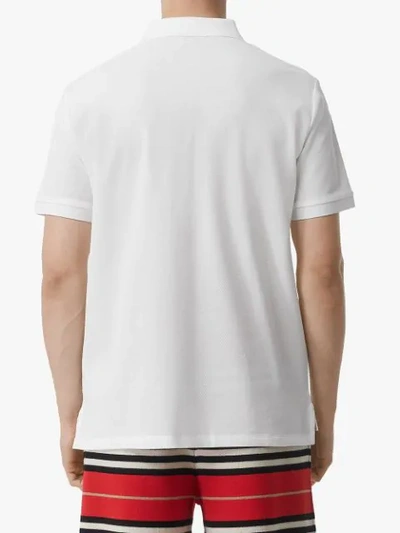 Shop Burberry Monogram Motif Piqué Polo Shirt In White