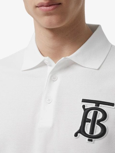 Shop Burberry Monogram Motif Piqué Polo Shirt In White