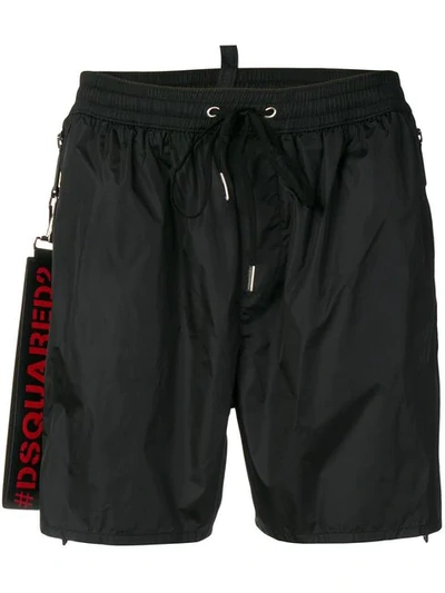 Shop Dsquared2 Logo Keychain Swim Shorts In Black