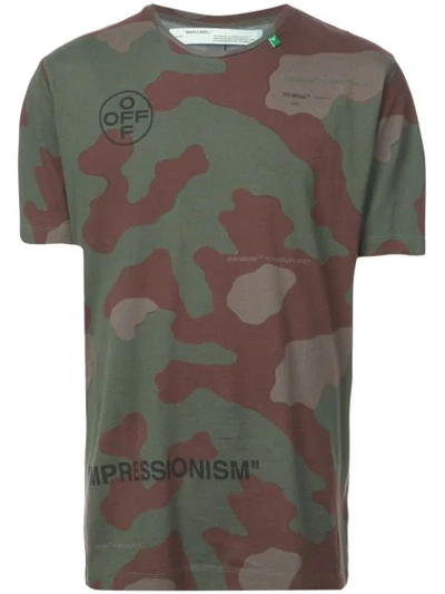 Shop Off-white Camouflage Logo Print T-shirt In Green ,brown