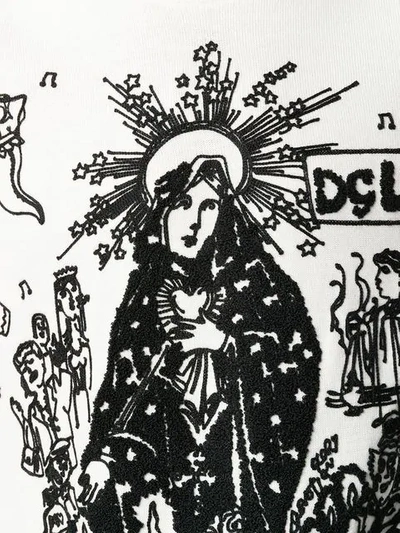 Shop Dolce & Gabbana Graphic Embroidered Virgin Mary 'amore' Sweatshirt In Neutrals