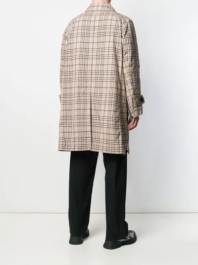 Shop Sacai Pendleton Print Checked Coat In Neutrals