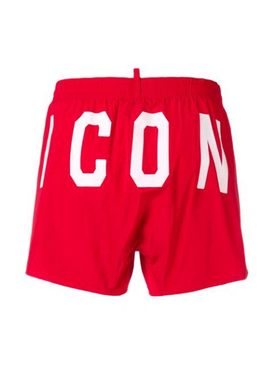 Shop Dsquared2 Icon Swim Shorts In Red