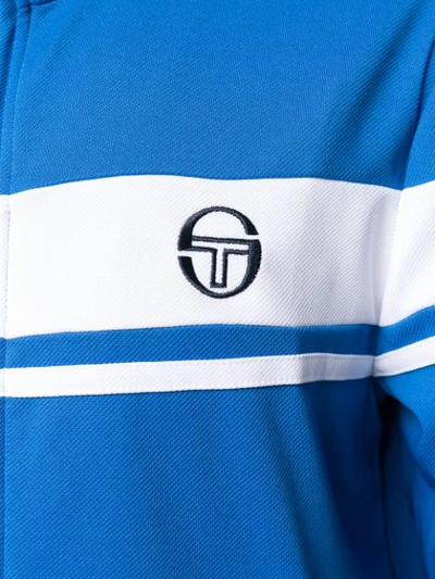Shop Sergio Tacchini Contrast Logo Bomber Jacket In Blue