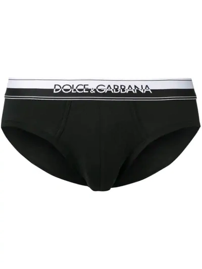 Shop Dolce & Gabbana Underwear Logo Band Print Briefs - Black