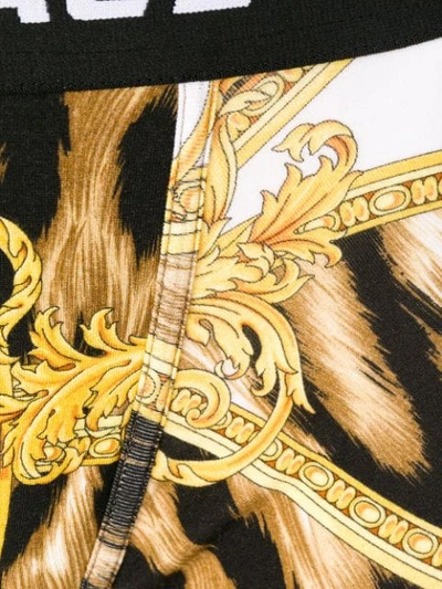 Shop Versace Leopard Print Boxers In Yellow