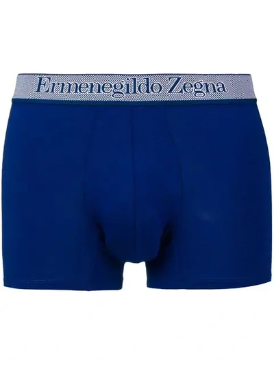 Shop Ermenegildo Zegna Logo Waistband Boxers In Blue