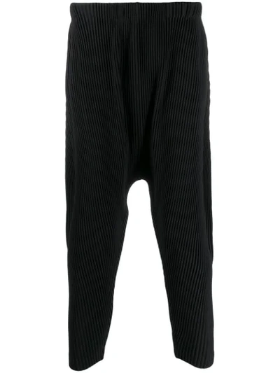 Shop Issey Miyake Dropped-crotch Pleated Trousers In Black