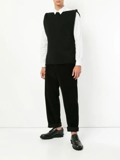 Pre-owned Yohji Yamamoto Vintage Multi Button Knitted Top In Black