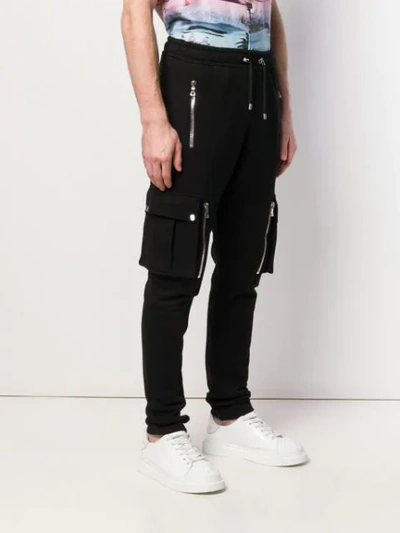 Shop Balmain Cargo Track Pants In Black