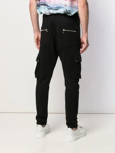 Shop Balmain Cargo Track Pants In Black