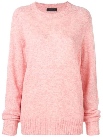 Shop Prada Crew Neck Knitted Jumper In Pink