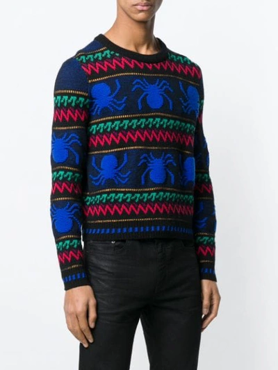 Shop Saint Laurent Spider Jacquard Jumper In Black