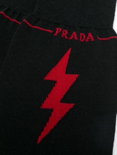 Shop Prada Lightning Bolt Embroidered Socks  In F0n98 Nero+rosso