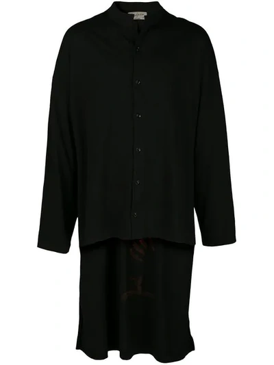 Shop Yohji Yamamoto Oversized Printed Shirt In Black