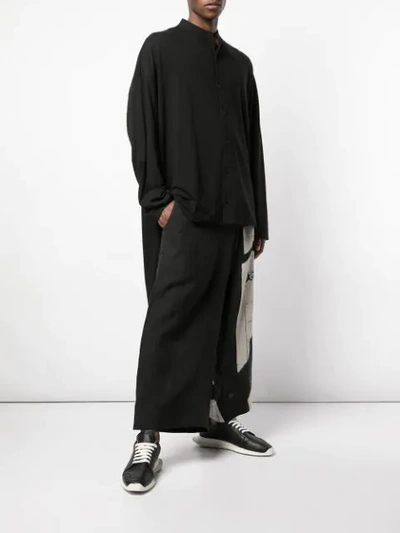 Shop Yohji Yamamoto Oversized Printed Shirt In Black