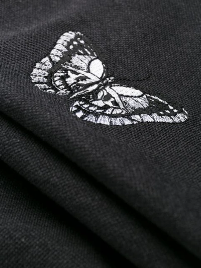Shop Alexander Mcqueen Embroidered Butterfly Polo Shirt In 0902 Dark Grey