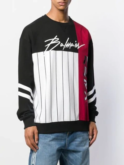 Shop Balmain Printed Relaxed Sweatshirt In Black