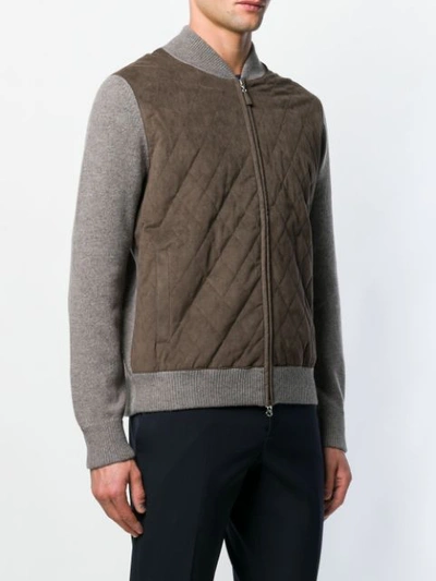 Shop Barba Quilted Bomber Jacket In Brown