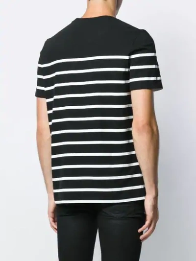 Shop Balmain Striped Signature Logo T-shirt In Black