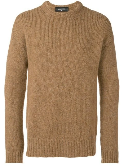 Shop Dsquared2 Chunky Knit Jumper In Neutrals