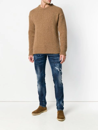 Shop Dsquared2 Chunky Knit Jumper In Neutrals