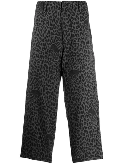 Shop Yohji Yamamoto Leopard Print Trousers In Black