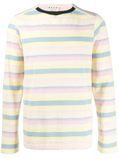 Shop Marni Striped Sweatshirt In Neutrals