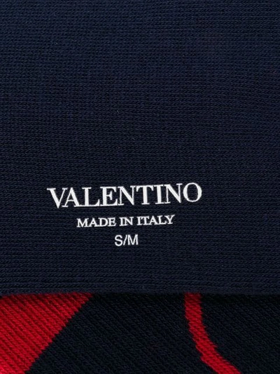 Shop Valentino Vlogo Socks In I52 Navy+rosso