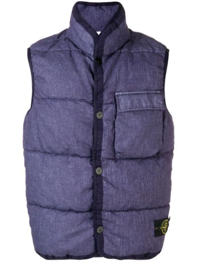 Shop Stone Island Cropped Gilet In Blue
