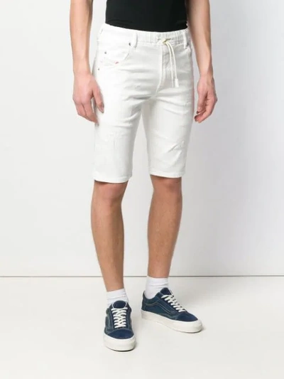 Shop Diesel Short Denim Shorts In White