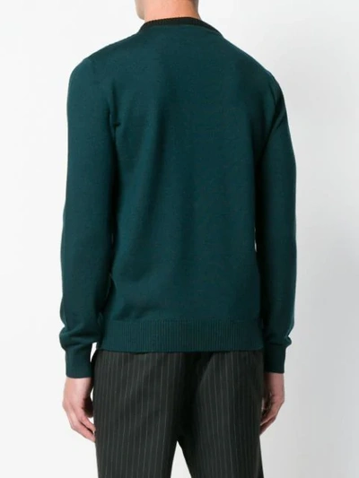 Shop Fendi Crew Neck Sweater In Green