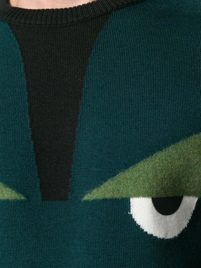 Shop Fendi Crew Neck Sweater In Green