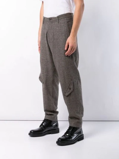 Shop Yohji Yamamoto Pocket Detail Trousers In Brown