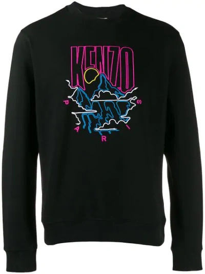 Shop Kenzo Embroidered Logo Sweatshirt In Black