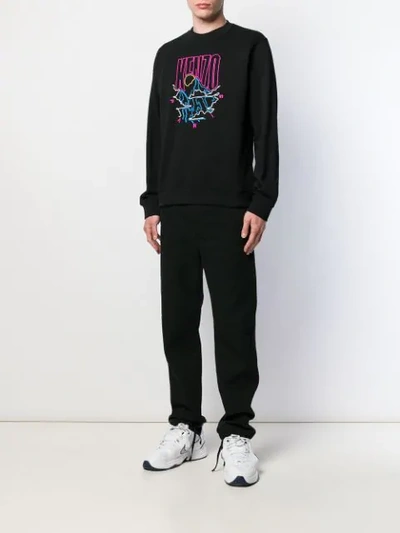 Shop Kenzo Embroidered Logo Sweatshirt In Black