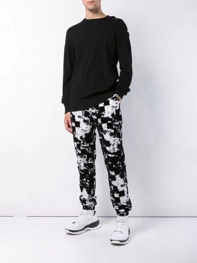 VERSUS CHECKED DRAWSTRING TROUSERS - 黑色