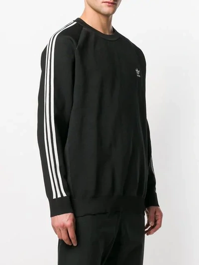 Adidas Originals 3-stripes Crew Neck Sweatshirt In Black | ModeSens