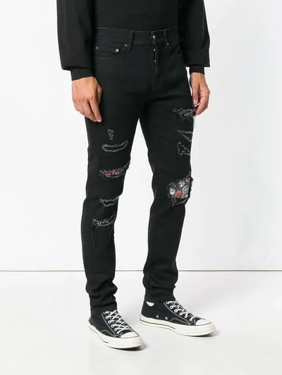 Shop Overcome Distressed Straight-leg Jeans In Black