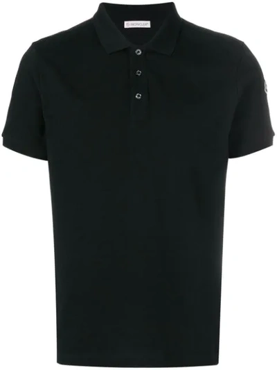 Shop Moncler Klassisches Poloshirt - Schwarz In Black